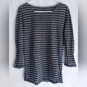 Gerard Darel size Small 100% Linen Striped Navy White Top